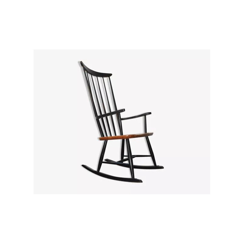 Scandinavian vintage beech rocking chair by Ilmari Tapiovaara for Asko