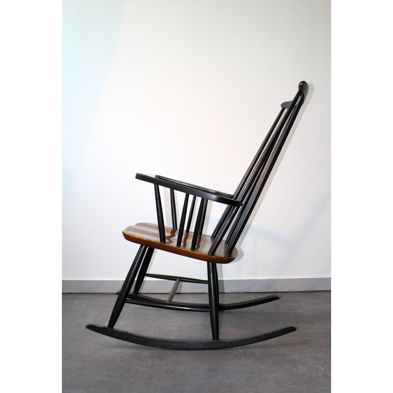 Chaise à bascule scandinave vintage en hêtre par Ilmari Tapiovaara pour Asko