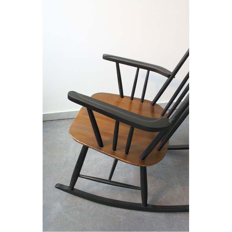 Scandinavian vintage beech rocking chair by Ilmari Tapiovaara for Asko