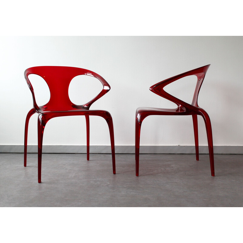 Pair of vintage Ava chairs in polyamide by Song Wen Zhong for Roche Bobois