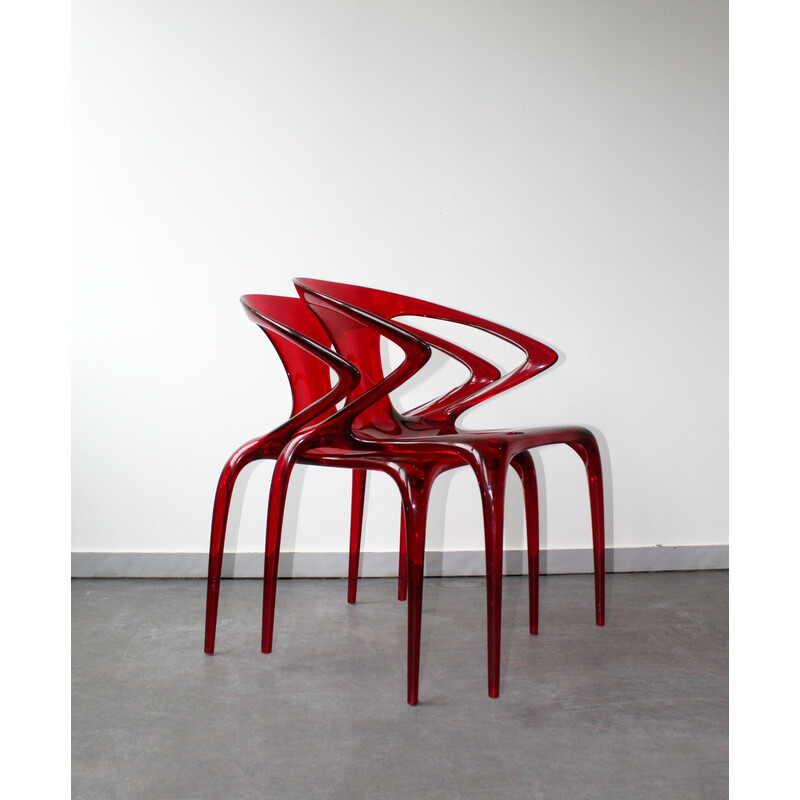 Pair of vintage Ava chairs in polyamide by Song Wen Zhong for Roche Bobois