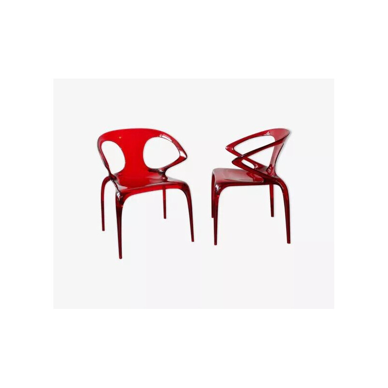 Pair of vintage Ava chairs in polyamide by Song Wen Zhong for Roche Bobois