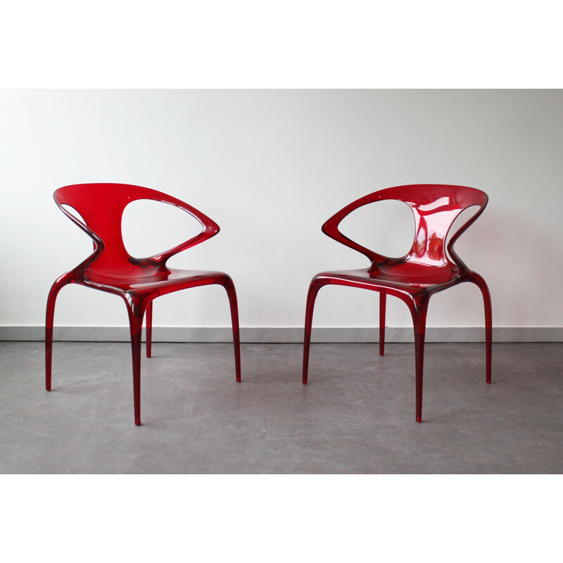 Pair of vintage Ava chairs in polyamide by Song Wen Zhong for Roche Bobois