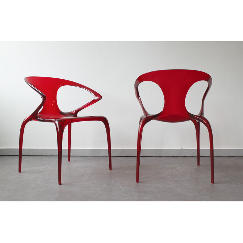 Pair of vintage Ava chairs in polyamide by Song Wen Zhong for Roche Bobois