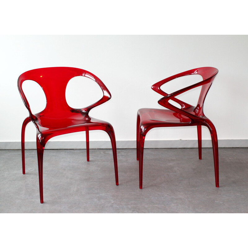 Pareja de sillas vintage Ava de poliamida de Song Wen Zhong para Roche Bobois