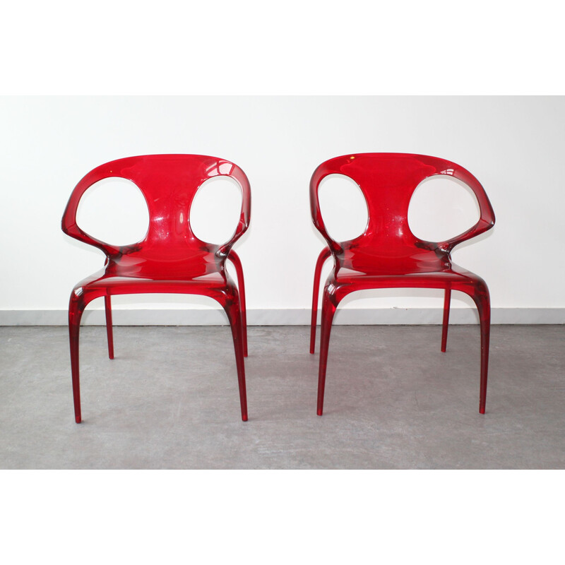 Pair of vintage Ava chairs in polyamide by Song Wen Zhong for Roche Bobois