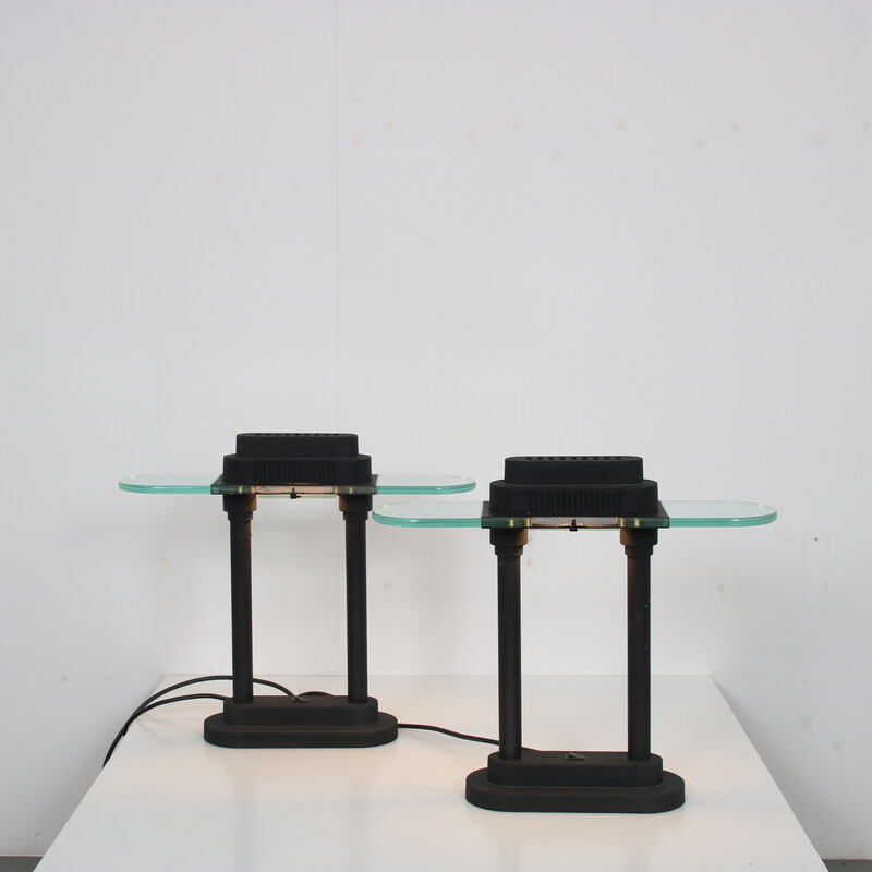 Pair of vintage lacquered metal table lamps by Robert Sonneman for George Kovacs, United States 1980s