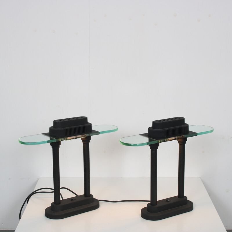 Pair of vintage lacquered metal table lamps by Robert Sonneman for George Kovacs, United States 1980s