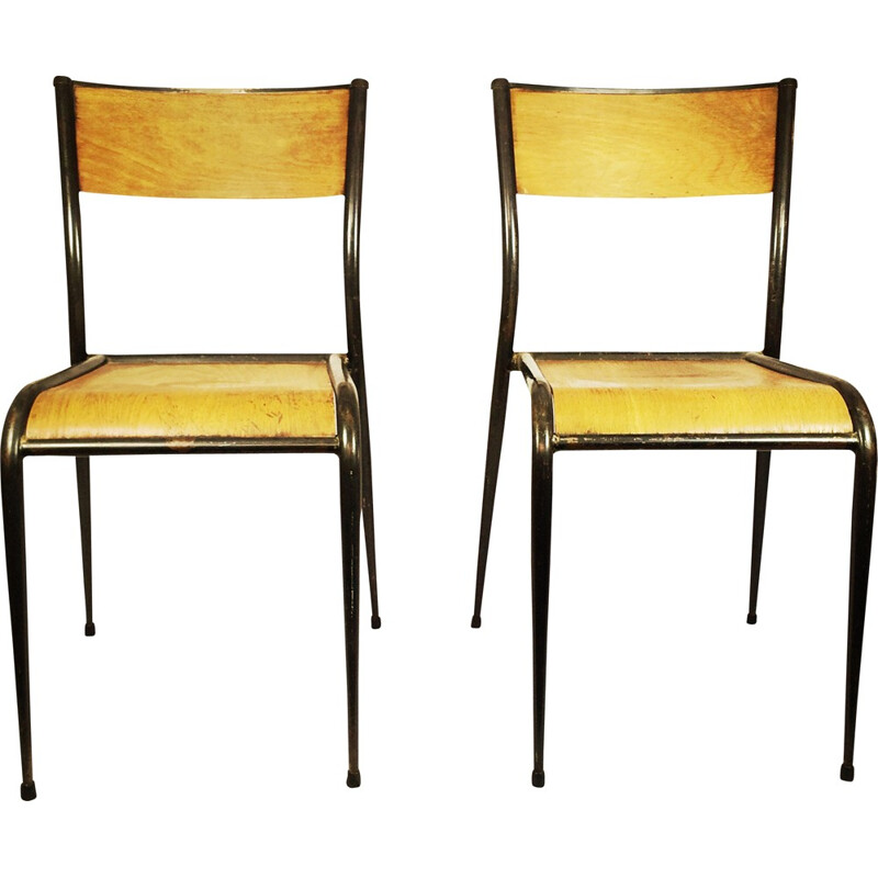 Mid-century pair of school chairs - 1950s