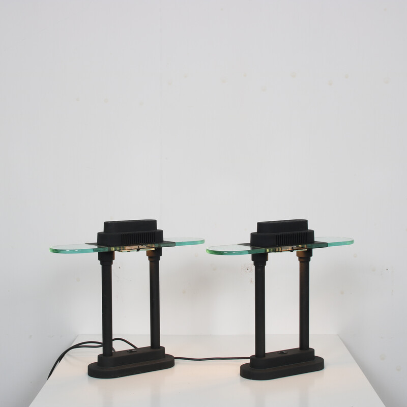 Pair of vintage lacquered metal table lamps by Robert Sonneman for George Kovacs, United States 1980s