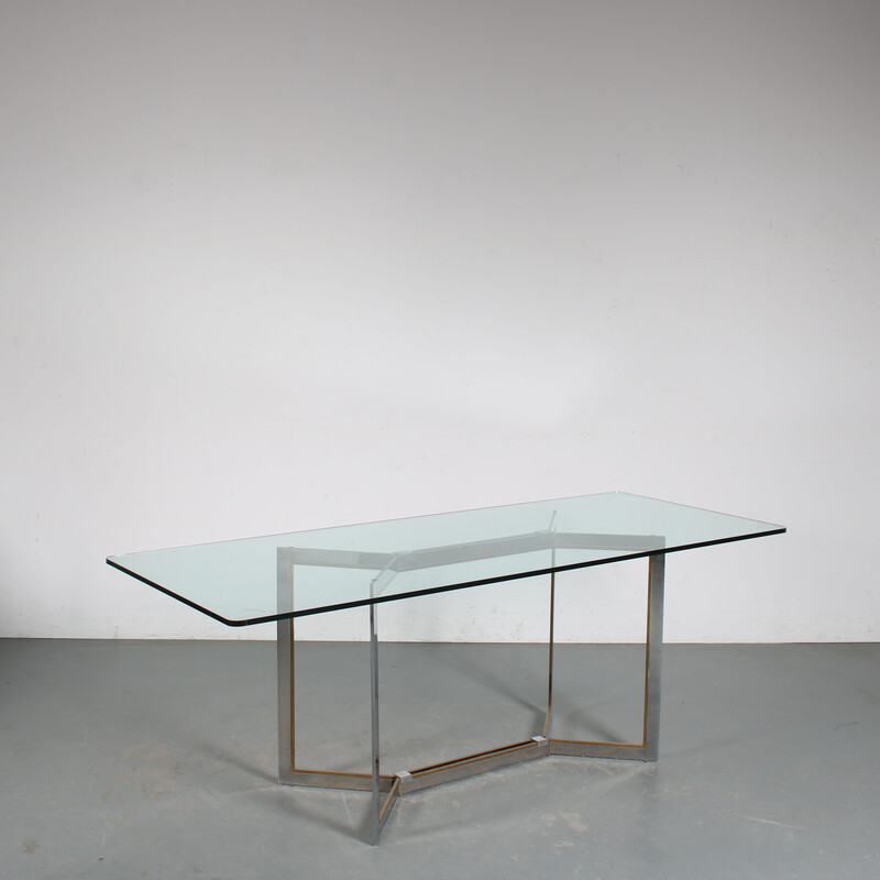 Vintage metal and brass dining table by Romeo Rega, Italy 1970s