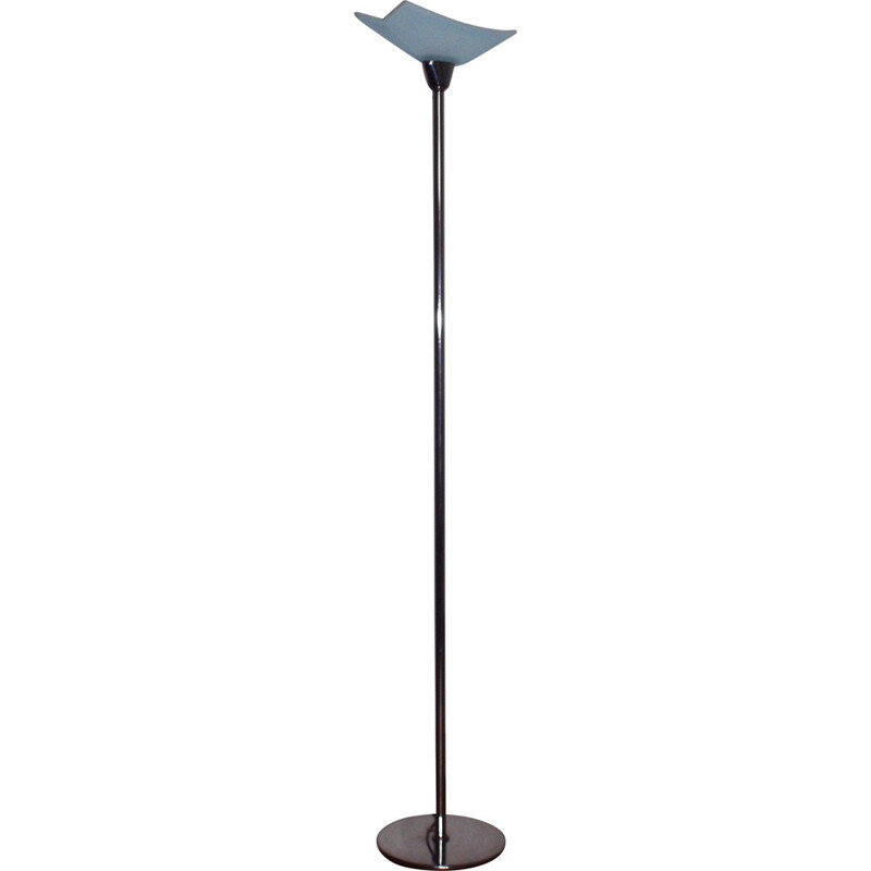 Valenti Italian vintage floor lamp in metal and glass - 1980s