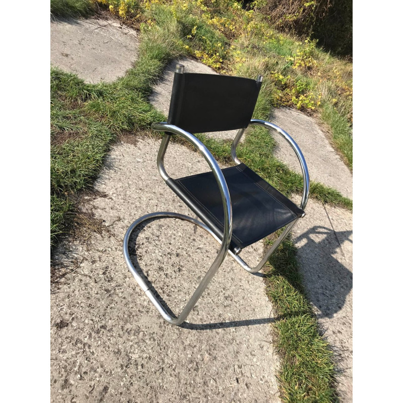 Ensemble de 6 chaises italiennes vintage Bauhaus en chrome, 1970