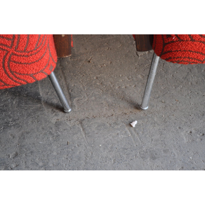 Pair of vintage Bauhaus steel and wood club chairs, 1940s