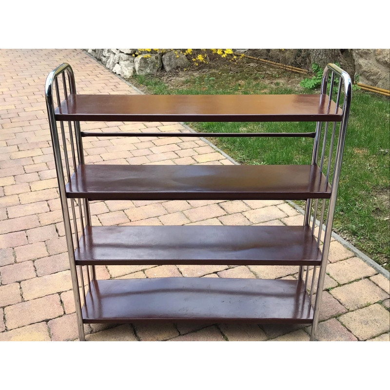 Vintage Bauhaus metal bookcase, 1920s