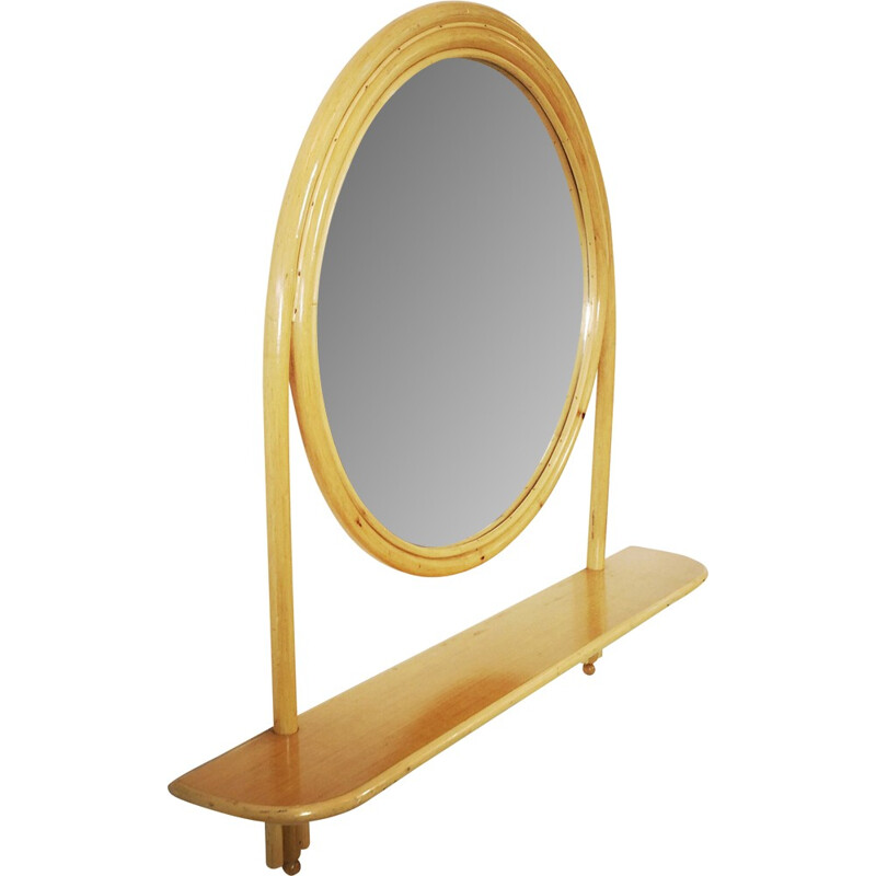 Mid-century large bamboo mirror - 1960s