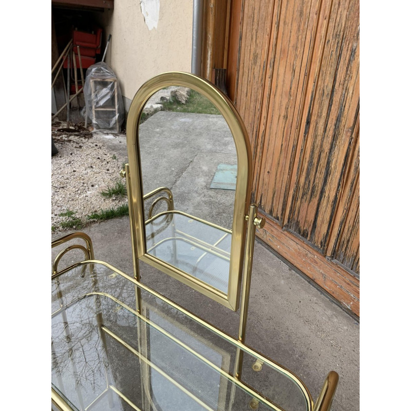 Vintage dressing table in brass with stool, 1950s