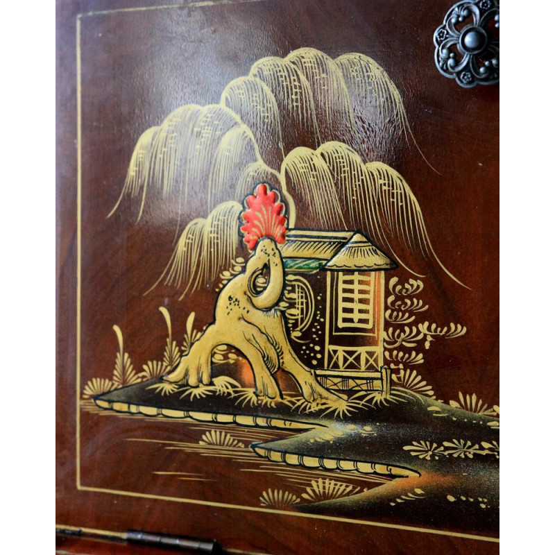 Armoire de bar vintage à décor chinoises, 1950-1960
