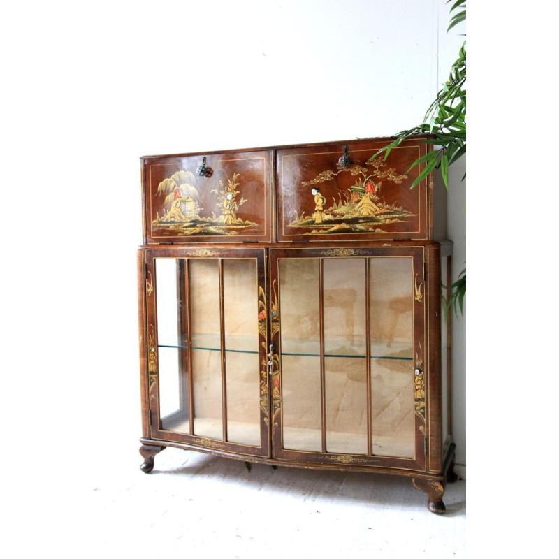 Vintage bar cabinet with Chinese decor, 1950-1960