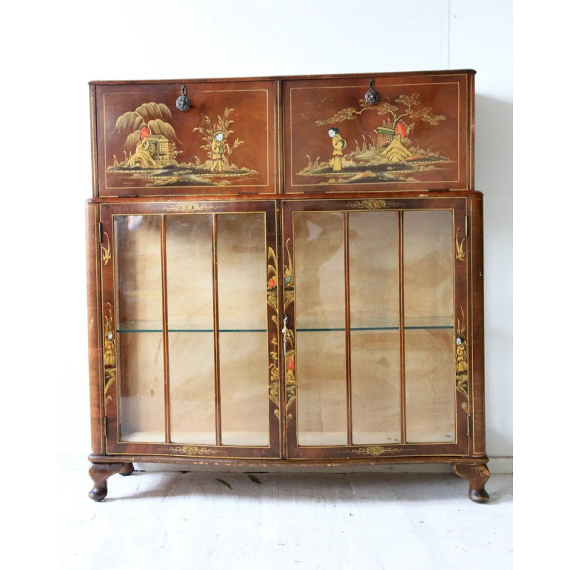 Vintage bar cabinet with Chinese decor, 1950-1960