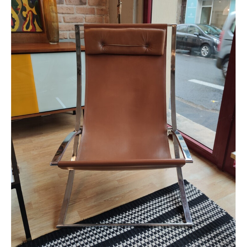 Luisa vintage folding armchair in chromed metal by Marcello Cuneo, 1970s