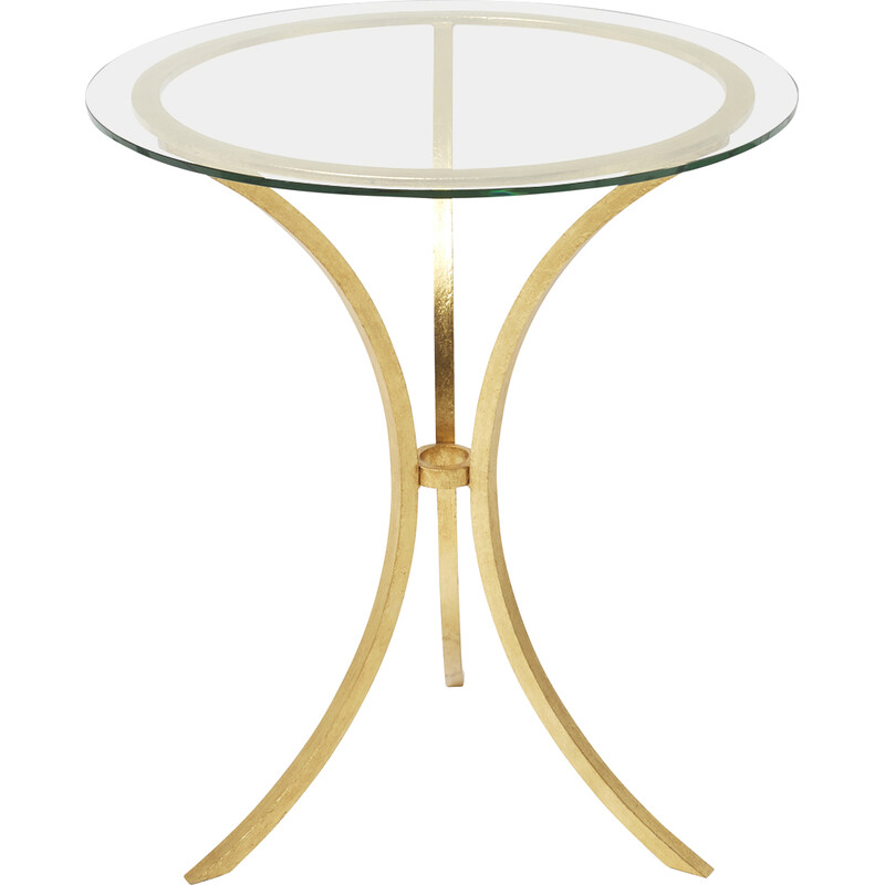 Vintage gilded iron and glass pedestal table by Roger Thibier, 1960