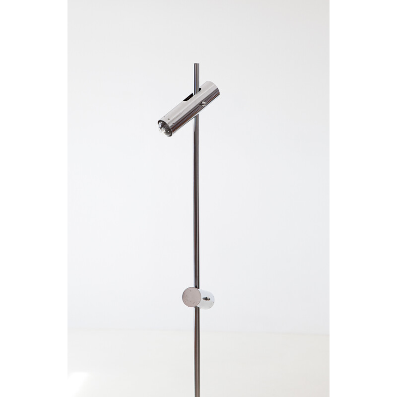 Lámpara de pie italiana vintage de acero cromado y base de mármol, 1970