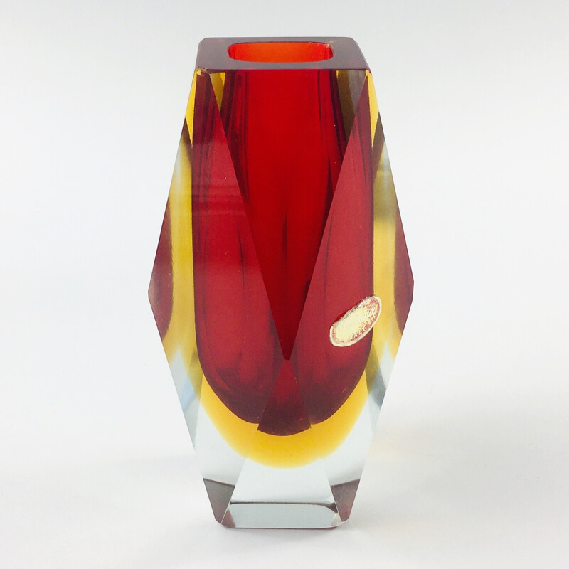 Vase Sommerso vintage en verre de Murano par Flavio Poli pour Alessandro Mandruzzato, Italie 1960