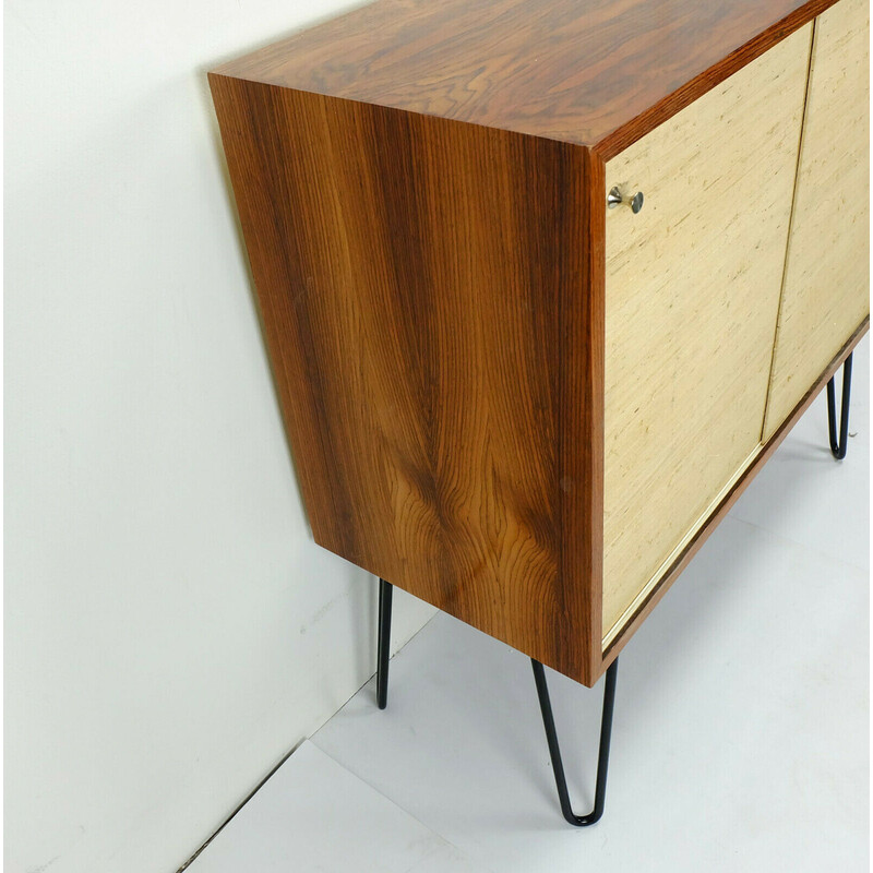 Vintage rosewood chest of drawers with sliding doors, 1960s