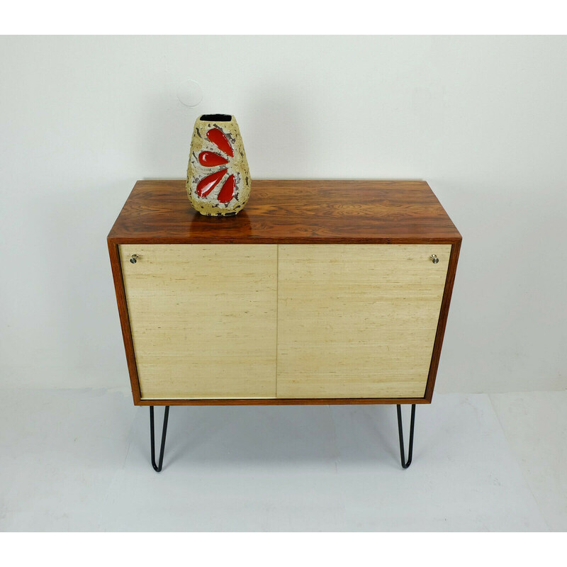 Vintage rosewood chest of drawers with sliding doors, 1960s