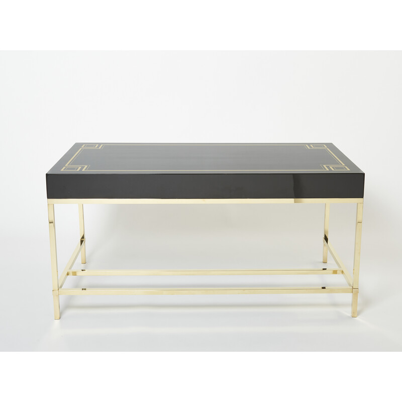 Vintage desk in black lacquer by Guy Lefevre for Maison Jansen, 1970