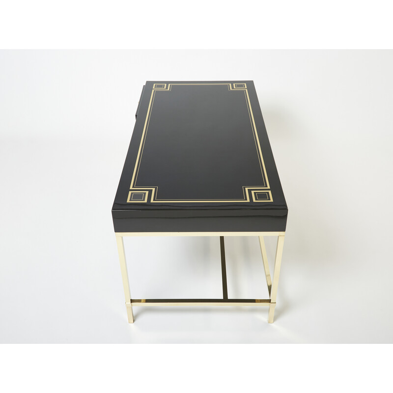 Vintage desk in black lacquer by Guy Lefevre for Maison Jansen, 1970