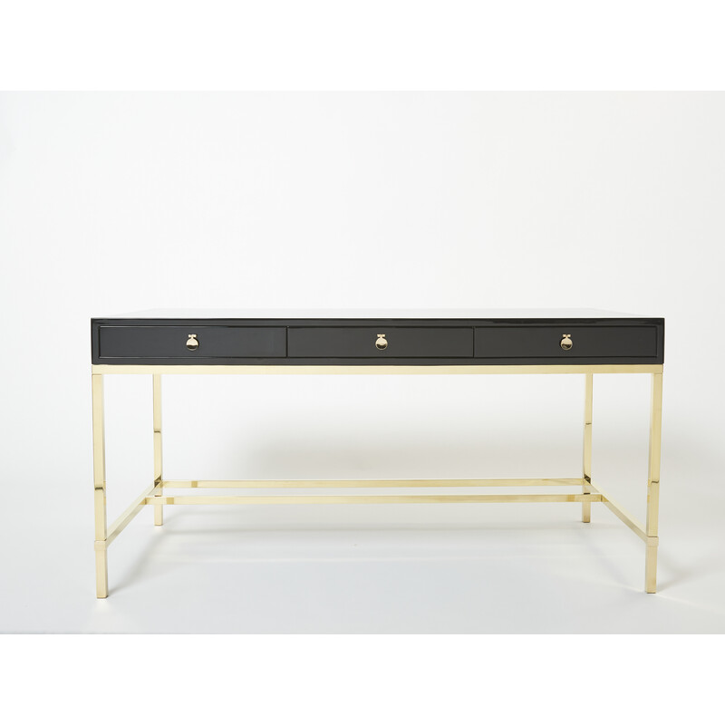 Vintage desk in black lacquer by Guy Lefevre for Maison Jansen, 1970