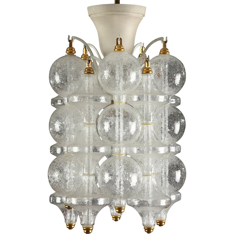 Hanging lamp in white lacquered iron and glass - 1960s