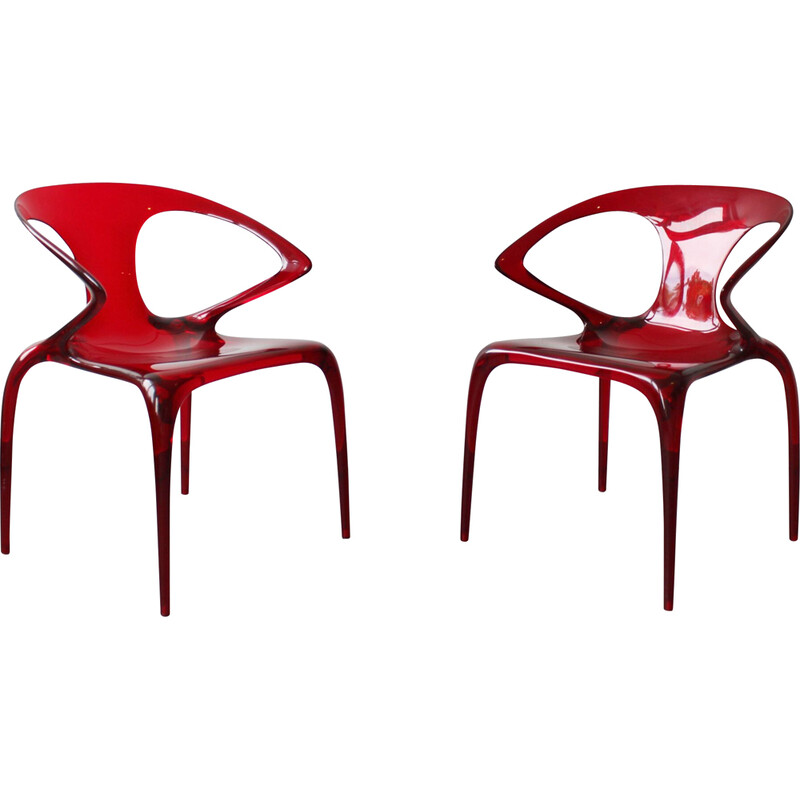 Pair of vintage Ava chairs in polyamide by Song Wen Zhong for Roche Bobois