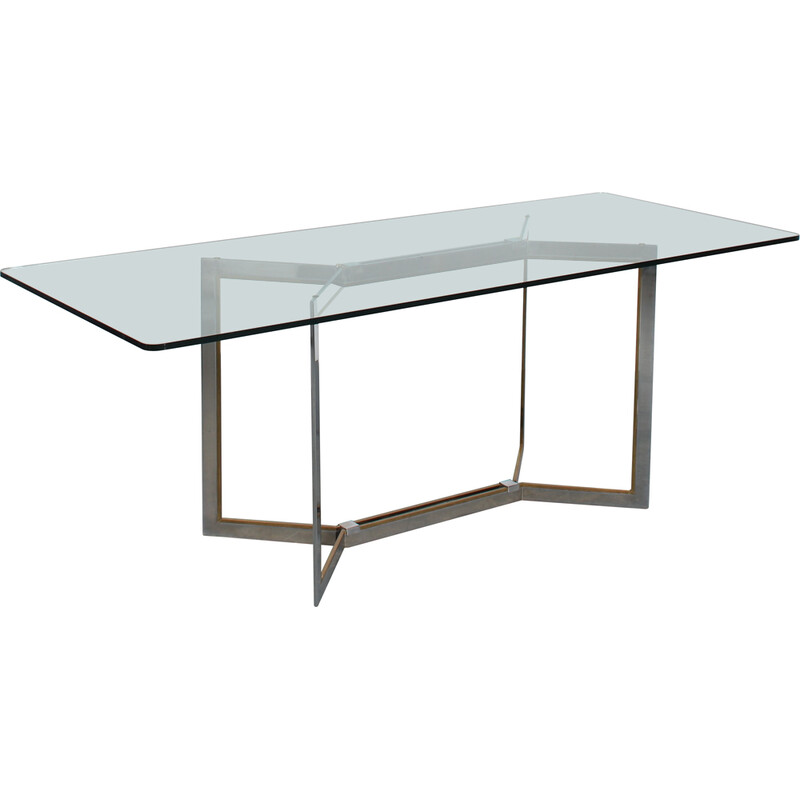 Vintage metal and brass dining table by Romeo Rega, Italy 1970s