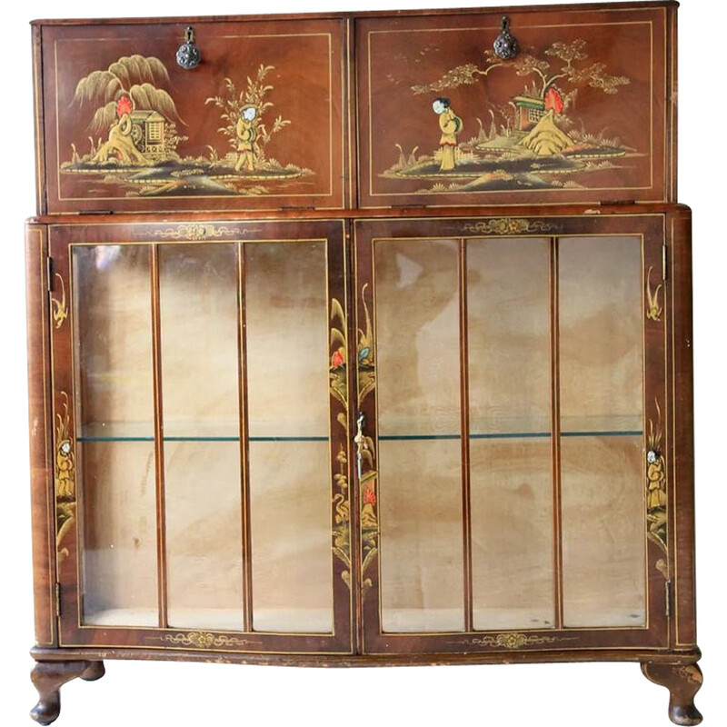 Vintage bar cabinet with Chinese decor, 1950-1960