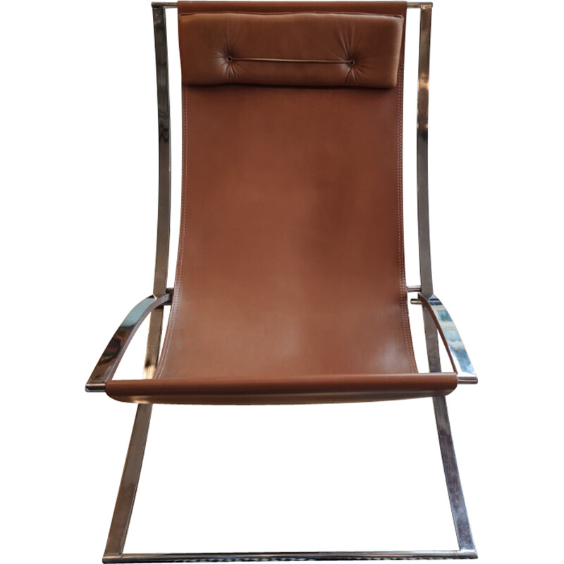 Cadeira de braços dobrável em metal cromado de Marcello Cuneo, 1970
