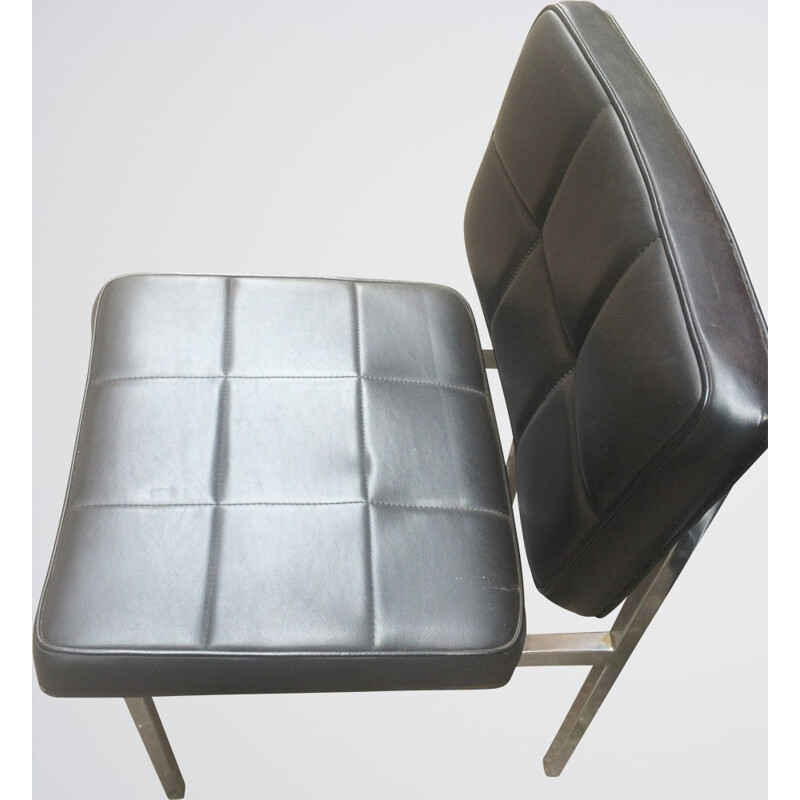 Suite of 6 chairs in black leatherette - 1960s