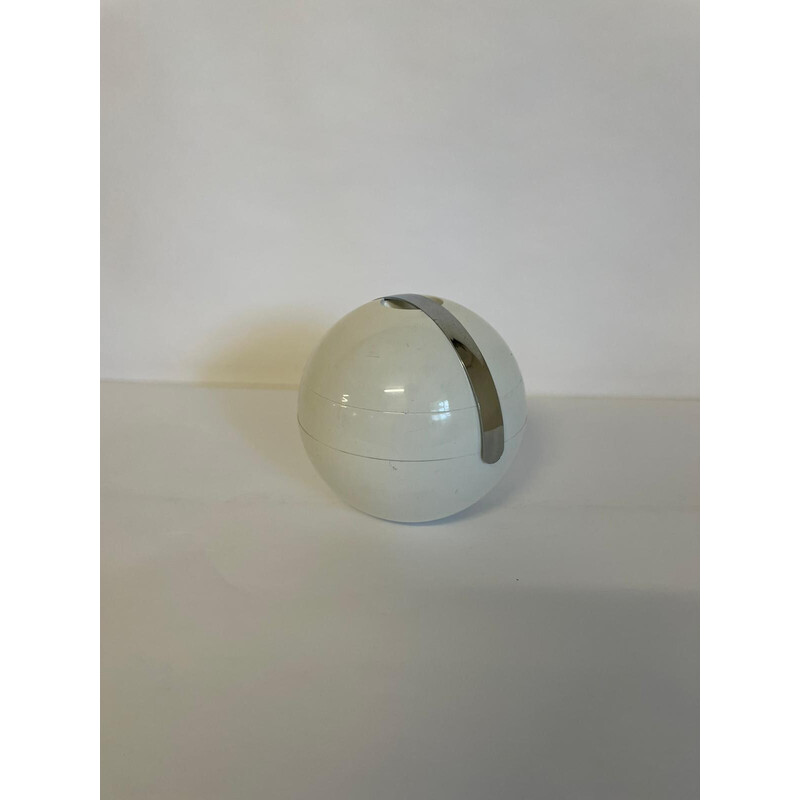 Vintage white ball shaped ice box by Paolo Tilche for Guzzini, Italy 1980s