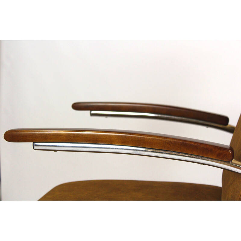 Pareja de sillones vintage de la Bauhaus en madera lacada modelo S411 de W. Hendrik Gispen para Mücke Melder, 1940