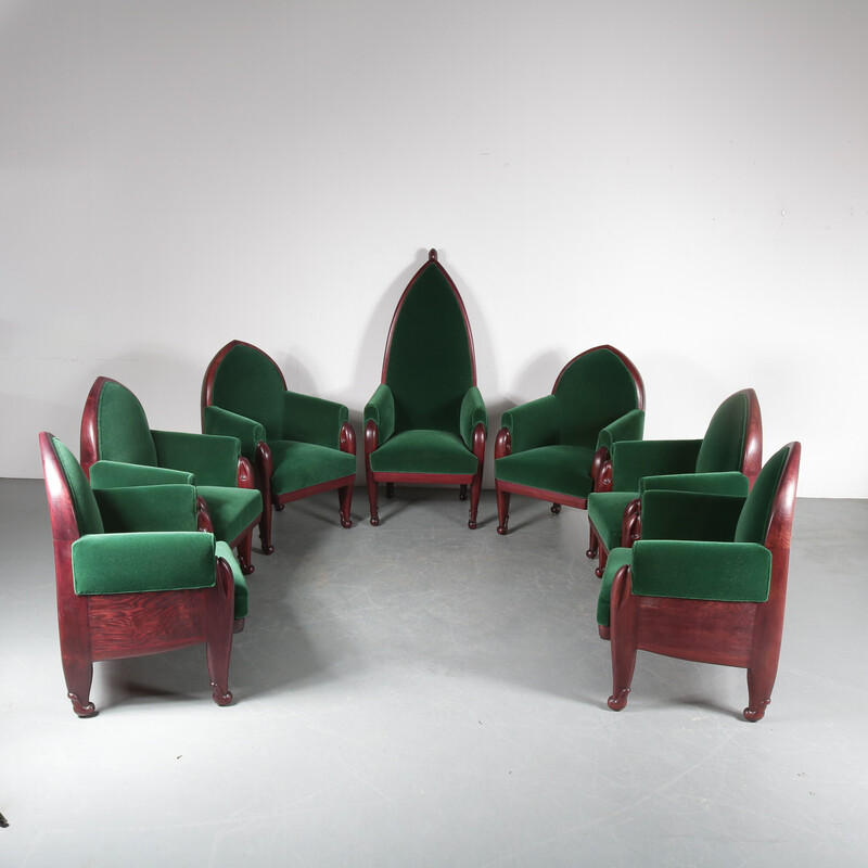 Fauteuils de conférence vintage en bois par Cornelis Blaauw pour l'école des arts appliqués de Haarlem, 1920