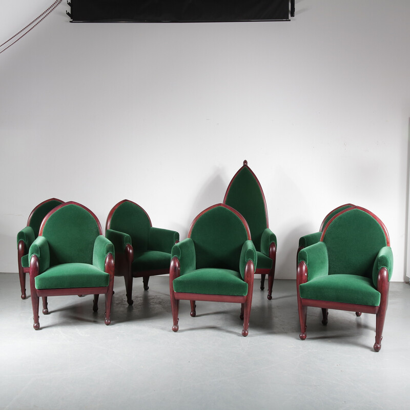 Vintage wood conference armchairs by Cornelis Blaauw for the School of Applied Arts in Haarlem, 1920s