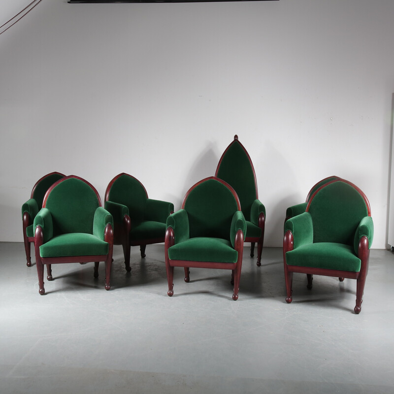 Vintage wood conference armchairs by Cornelis Blaauw for the School of Applied Arts in Haarlem, 1920s