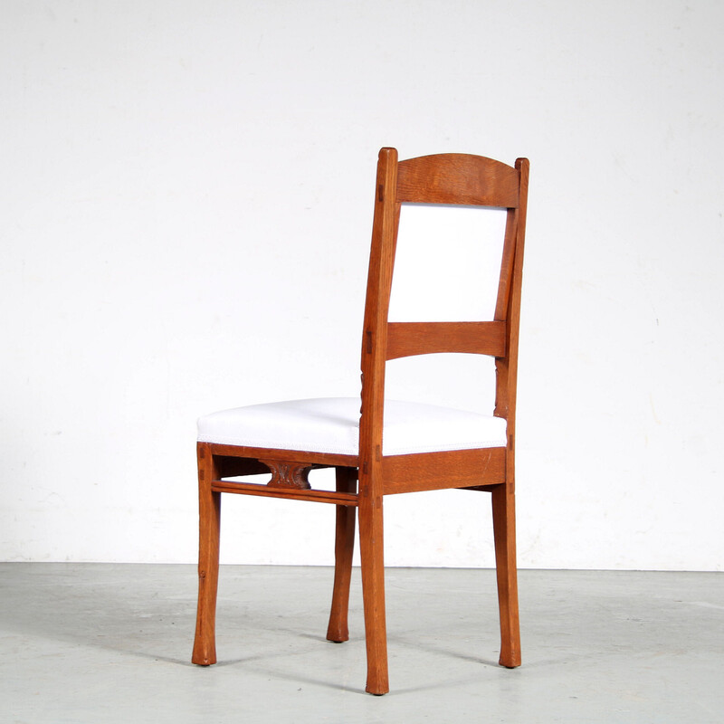 Set van 6 vintage eikenhouten eetkamerstoelen, gemaakt door Gerrit Willem Dijsselhof voor Van Wisselingh, Nederland, 1900