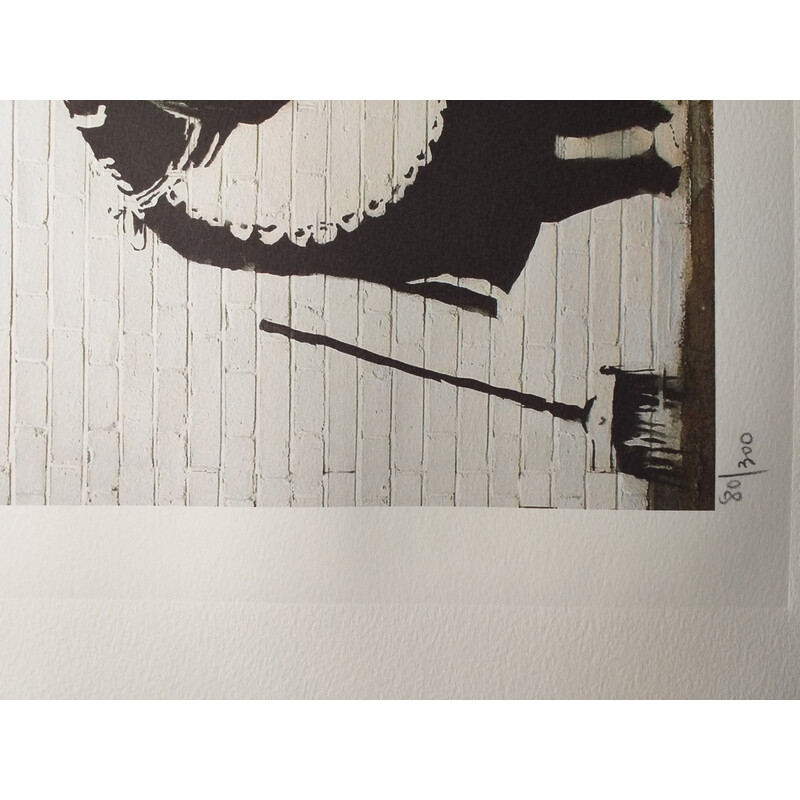 Lithographie vintage "Limpiando" par Banksy, 2010