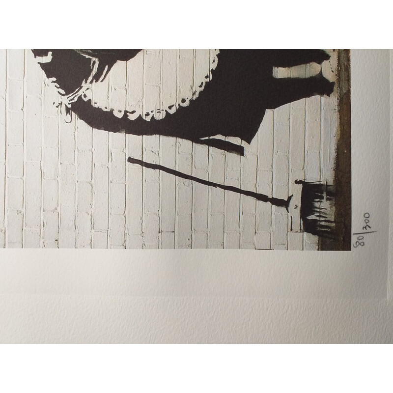 Litografia Vintage "Limpiando" de Bansky, 2010