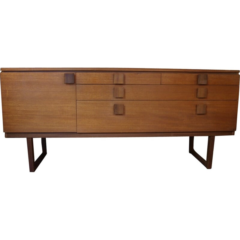 Sideboard in teak with squared handles - 1960s