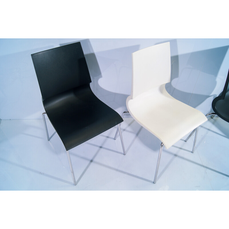 Ensemble de 4 chaises latérales vintage "Gigi" en noir et blanc par Marco Maran pour Knoll