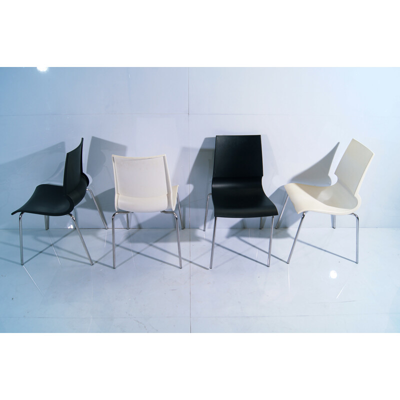 Set di 4 sedie vintage "Gigi" in bianco e nero di Marco Maran per Knoll